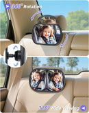 Baby Car Mirror for Backseat - Rear Facing Car Seat Mirror Safety for Infant Newborn - Easily Observe the Baby Move,Clear Wide View,360°Rotation, Secure, Shatterproof - Black by TinyTreasures Baby Boutique