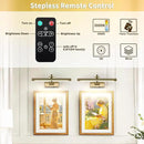 Battery Operated Picture Light with Remote and Timer, Wireless Art Lights for Paintings Brass Rechargeable Gallery Light Dimmable Artwork Lighting for Canvas, Portrait 16'' Inch Warm White by CozyNest Decor