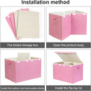 popoly 122L Large Toy Box Chest with Lid, Foldable Toy Storage Organizer Bin Boxes with Removable Divider for Kids, Boys, Girls, Nursery, Playroom, 26"x17" x17"(Linen Pink) by TinyTreasures Baby Boutique