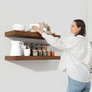 Heimlove 48" Floating Shelves for Wall,10 Deep Rustic Brown Wood Display & Storage Wall Shelves with Heavy Duty Brackets for Bathroom,Bedroom,Kitchen,Living Room,Office by CozyNest Decor