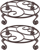 Yimobra 2 Pack Plant Stand for Flower Pot Heavy Duty Potted Holder Indoor Outdoor Metal Rustproof Iron Garden Container Round Supports Rack for Planter Bronze, Brown,10.2 Inches by GreenHaven Gardens