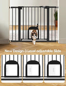 Babelio 36" Tall Upgraded Baby Gate with Cat Door,29-43" Auto Close Durable Dog Gate for Stairs,Doorways and House,Easy Walk Thru,Includes 4 Wall Cups,Black by TinyTreasures Baby Boutique
