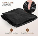Leather Ottoman,Handmade Stuffed Square Ottoman,Genuine Leather Pouf, Foot Rest Pouf,Comfortable Soft Seating for Living Room & Bedroom (Black, Square) by CozyNest Decor