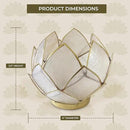 Blooming Lotus Capiz Shell Tealight Candle Holder, Handcrafted Decorative Tea Light Candleholder with Translucent Flower Petals for Ambient Illumination and Natural Elegance, Natural by CozyNest Decor