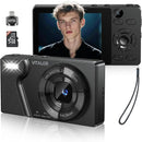 Digital Camera with Front Rear Lens, Autofocus 64MP 4K Camera for Photography with 32GB Card, Portable Compact Point and Shoot Camera for Teens Adult Beginner with Metal Shell, 2000mAh Battery by TinyTreasures Baby Boutique