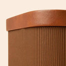 La Jolie Maison Fluted Cardboard Storage Baskets with Leather-Like Lids, Sturdy Stackable Paper Boxes Decorative Tray, Set of 3 Chestnut by CozyNest Decor
