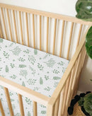 Muslin Bedside Bassinet Sheets 2 Pack, 33x20 Fitted Ultra Soft & Breathable Bedside Sleeper Sheets, Ideal for Baby Girl and Boy, Perfect for Newborns (Fern Leaf & Sage) by TinyTreasures Baby Boutique