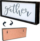 Gather Sign for Home Decor in Grey - Farmhouse Kitchen Dining Room Wall Decor - Rustic Wall Decoration Solid Wood Thick Black Frame 12x5 Inches by CozyNest Decor