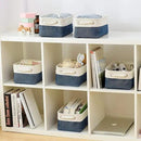 TcaFmac Organization and Storage Cubes - 12x8x5.2 inch Small 6 Pack Collapsible Storage Bins for Sheves, Fabric Storage Basket for Gifts Empty for Closet Cloth Toy Kids Books(White & Jean Blue) by CozyNest Decor
