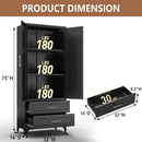 Kitchen Pantry Cabinet, 75" Tall Metal Pantry Cabinet with Two Drawers, Food Cupboards with Doors and Shelves, Freestanding Storage Cabinets for Dining, Living Room, Black, Assembly Required by CozyNest Decor