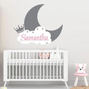 Personalized Name Moon & Cloud Wall Decal - Custom Baby Nursery Sticker - Peel and Stick Mural for Girls & Boys Room - Removable Vinyl Art Decor - Mural Decal for Nursery Decor (Wide 15"x12" Height) by TinyTreasures Baby Boutique
