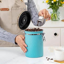TEDSWAIT Coffee Canisters Airtight Coffee Bean Storage Container Kitchen Stainless Steel Food Storage Container with Scoop Date Tracker & CO2 Valve 61Fl Oz (Lake Blue) by CozyNest Decor