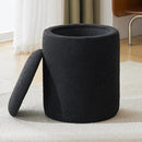 YFO Round Boucle Ottoman with Storage, Multifunctional Upholstered Vanity Chairs for Makeup, Soft Padded Seat with Removable Lid, Modern Rest Stool Seat for Living Room, Bedroom, Black by CozyNest Decor