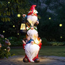 17 in Large Garden Gnome Statue with Solar Lights Sculptures Funny Triple Big Gnome Outdoor Patio Lawn Yard Balcony Garden Home Decor Gifts for Women Mom by CozyNest Decor