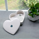 Baptism Gift, First Communion Gift, or Confirmation Gift, Handmade Heart Ceramic Keepsake Box with Irish Blessing and Shamrock in Green by TinyTreasures Baby Boutique