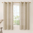 LAMIT Sheer Linen Curtains 63 Inches Long for Bedroom, Faux Linen Textured Light Filtering Drapes Bronze Grommet Semi Sheer Neutral Panels for Farmhouse, 2 Panels, 34 x 63 Inch, Brown by CozyNest Decor