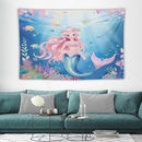 HZOHNAGO Mermaid Girls Tapestry Watercolor Mermaid Princess Pattern Printed Wall Tapestry Wall Hanging for Bedroom Living Room Dorm 90" W x 60" H by CozyNest Decor