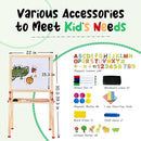 Foldable Kids Painting Easel Double Sided Chalkboard & Magnetic Whiteboard Wooden Art Easel Adjustable Height with Accessories Gift for Toddlers and Kids Ages 3-8 by TinyTreasures Baby Boutique
