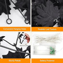 Joyhalo 2 Pack Halloween Garland with Lights, Black Maple Leaves Lighted Garland for Mantle, 5.7FT Light Up Leaf Autumn Vines Outdoor for Door Frame, Fireplace and Thanksgiving Fall Decor by CozyNest Decor