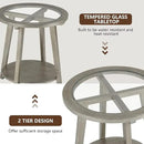 COSIEST 2-Tier End Table with Tempered Glass Top, Round MDF Side Table with Storage Shelf, Modern Wood Accent Table for Bedroom Living Room Home Office, Antique Silver by CozyNest Decor