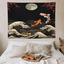 Houselerax Koi Fish Tapestry, Japanese Style Yin Yang Big Wave Cherry Blossom Tapestries Wall Hanging for Bedroom Living Room Office Decor 80"x60" by CozyNest Decor
