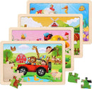 Wooden Puzzles Toys for Kids Ages 3-5, Set of 4 Packs with 20-Piece Farm, Animals Theme Wood Jigsaw Puzzles, Preschool Educational Brain Teaser Toys for Boys and Girls 3-6 Years Old. by TinyTreasures Baby Boutique