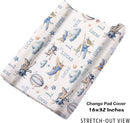 Personalized Baby Crib Bedding Set for Baby Boys Girls, Toy Airplane Pattern Custom Name Baby Crib Sets 5-Pcs, Toddler Double Layer Blanket Fitted Sheets Changing Pad Cover Rug Wall Art Set by TinyTreasures Baby Boutique