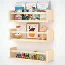 Nursery Book Shelves, 16.5 Inch Floating Bookshelves for Kids Room and Playroom Decor, Set of 3, Solid Wood Wall Mounted Shelves for Books and Toys Storage (Nature) by TinyTreasures Baby Boutique