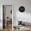 Big Wall Clock for Living Room Decor Marble Glass Wall Clock Battery Operated 16 Inch Black Wall Clocks Non Ticking by CozyNest Decor