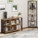 FATORRI 6 Cube Storage Organizer with Shelf, Long Wood and Metal Cubby Bookcase, Industrial Horizontal Bookshelf (Rustic Oak, 47 Inch) by CozyNest Decor