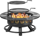 36 Inch Fire Pit with 2 Cooking Grills,Outdoor Wood Burning BBQ Firepit with Lid, 3-in-1 Outdoor Fire Pit for Backyard Deck Bonfire Patio Picnic(Black) by GreenHaven Gardens