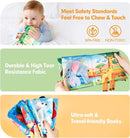 hahaland Baby Books 0-6 Months - 2 PCS Sensory Montessori Toys for Babies 0-6 Months with Crinkle Squeaky Sounds, Mirrors, Teethers - Soft Cloth Tummy Time Book Newborn Infant Toys by TinyTreasures Baby Boutique