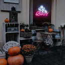HRGXYUN Halloween Dimmable Ghost Neon Sign, Pink Boo Neon light for Wall Decor,Custom Neon Sign for Bar Club Ghost Room Decoration,5V USB Power 11.8 * 9.85in by CozyNest Decor