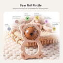 Wooden Baby Rattle Toys, Newborn Rattle Toys 0-12 Months Handmade Baby Clutching Toys | Natural Wooden Baby Teething Toys | Baby Shower/Birthday Gifts (Cute Bear Rattle) by TinyTreasures Baby Boutique