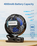 SWEETFULL Portable Clip on Fan - Battery Operated Stroller Fan, 4000mAh Small Rechargeable Fans with LED Display, 4 Speeds, Mini Personal Cooling Desk Cooler for Golf Cart Travel Camping Gym (Black) by TinyTreasures Baby Boutique