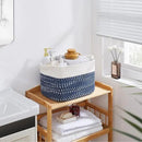 OIAHOMY Storage Basket, Woven Baskets for Storage, Cotton Rope Basket for toys,Towel Baskets for Bathroom - Pack of 3,White Blue by CozyNest Decor