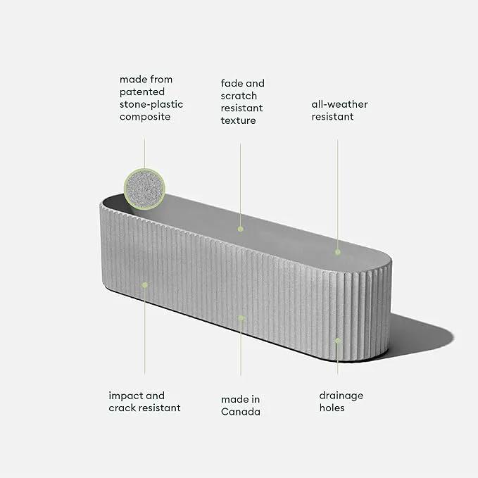 Veradek Demi Series Window Box Planter - Long Planter Box for Windowsill/Balcony | Durable Plastic-Stone Composite Material | Modern Décor for Flowers/Herbs, photo 3 of 9