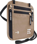 Neck Wallet for Travel & Passport Holder with RFID Blocking - Slim & Easy to Conceal Nylon Travel Pouch for men & women - Holds Phone, Cash, Cards, Keys - Sweat & Water Resistant - Large - Desert Sand by TinyTreasures Baby Boutique