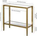 Henn&Hart 24" Wide Rectangular Side Table with Glass Shelf in Antique Brass, Table for Living Room, Bedroom by CozyNest Decor