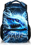 Shark Backpack for Kids Boys - 17 Inch Custom Backpacks with Name for Kindergarten Primary Elementary Senior Middle - Cool Durable Personalized Lightning Bookbag by TinyTreasures Baby Boutique