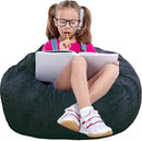 Classic Bean Bag Chair, with Faux Rabbit Fur Cover for Teens and Kids, Memory Foam Bean Bag Chairs, Ultra Soft Faux Fur Fabric, 2.5 feet Round Fluffy Bean Bag Sofa by TinyTreasures Baby Boutique