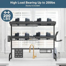 Over The Sink Dish Drying Rack,3 Tier Adjustable Length (25.5'' to 37.4'') Full Stainless Steel Large Storage Kitchen Dish Rack,for Kitchen Counter Expandable Multifunctional Organizers,Black by CozyNest Decor