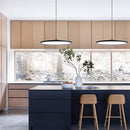 MADEM Modern LED Pendant Light 23.6'' Disc Chandelier Hanging Lighting Fixture with Acrylic Shape Dimmable Office Chandelier 6000K for Office Room Football Bedroom Decor Kitchen Island, Black by CozyNest Decor