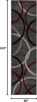 Rugshop Modern Wavy Circles Design Runner Rug 2'7" x 8' Red by TinyTreasures Baby Boutique