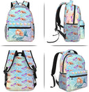 Girls Mermaid & Whale Print School Backpack, Cute Ocean-Themed Book Bag for Kids Girls Boys, Waterproof Lightweight Ergonomics Backpack for Age 3-12, Ideal for School & Outdoor Activities by TinyTreasures Baby Boutique
