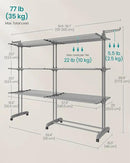 SONGMICS Clothes Drying Rack 4-Tier, Foldable Laundry Drying Rack 69.9-Inch Tall, Extendable Rods, Stainless Steel, Rolling Clothes Horses, Clothes Airer, Indoor Outdoor Use, Dove Gray ULLR704G01 by CozyNest Decor