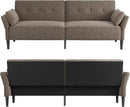 89” Futon Sofa Bed, Comfy Futon Couch Bed with 2 Square Pillows, Convertible Sleeper Sofa with Adjustable Backrest& Armrests, Modern Loveseat Sleeper for Living Room, Bedroom, Light Brown by CozyNest Decor