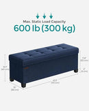 SONGMICS Storage Ottoman Bench, Foldable Foot Rest with Legs, 15 x 43 x 15.7 Inches, End of Bed Bench, Storage Chest, Load up to 660 lb, for Living Room, Bedroom, Entryway, Midnight Blue ULSF018I01 by CozyNest Decor