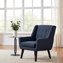 HUIMO Accent Chair Living Room Chair, Upholstered Button Tufted Armchair, Linen Fabric Sofa Chairs for Bedroom, Living Room, Mid Century Modern Comfy Reading Chair (Dark Blue) by CozyNest Decor