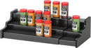 Spice Rack Organizer For Cabinet - 3 Tier Black Bamboo Wooden Expandable Display Shelf from 12.70 to 22.20 inch by CozyNest Decor